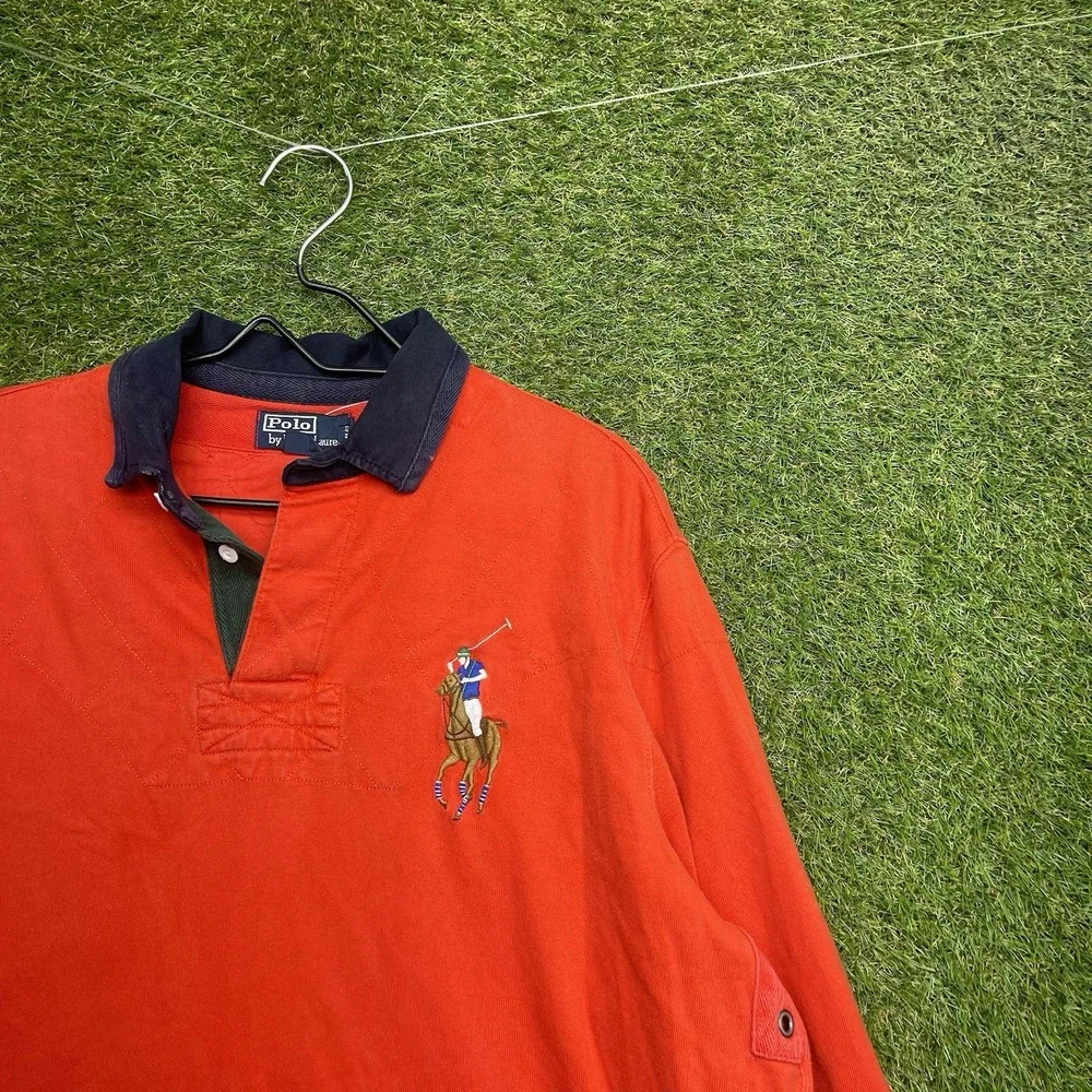 Vintage Polo Ralph Lauren Rugby Shirt Mens Large Big Pony #3 Elbow Patches y2k